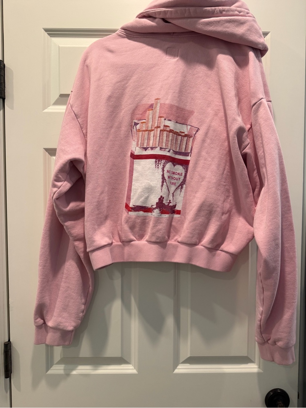 Boys Lie Pink Cropped Graphic Hoodie